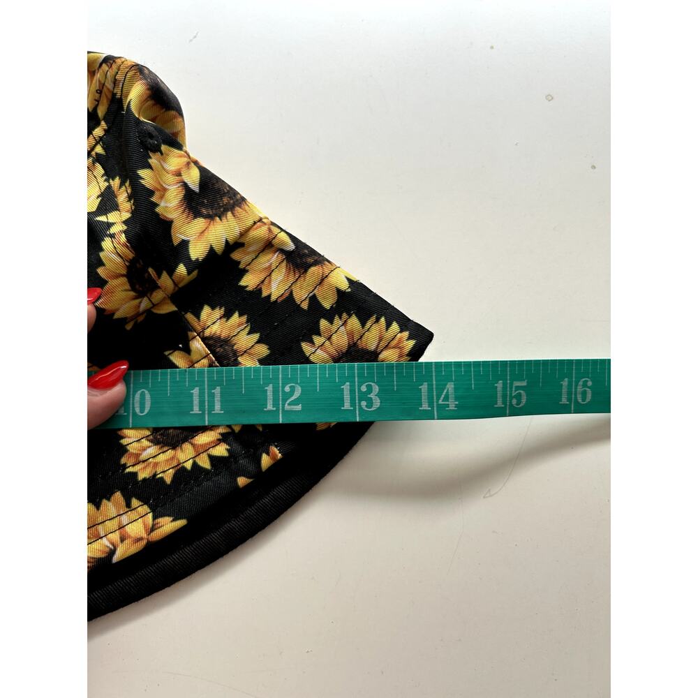 NWOT Sunflower Sun Bucket Hat Womens Black Floral Wide Summer Beach Outdoor - Picture 6 of 7